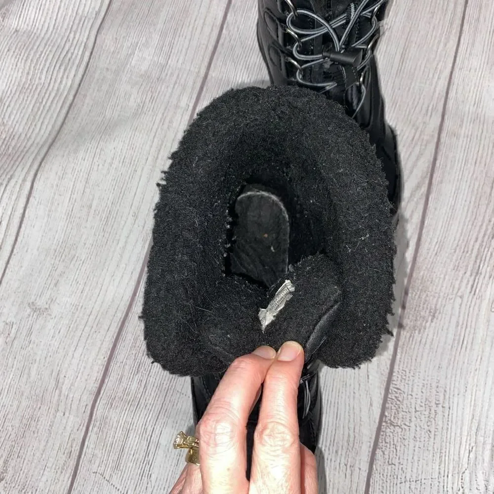 Totes elastic tie with cinch close rubber bottom winter boots black sz 6